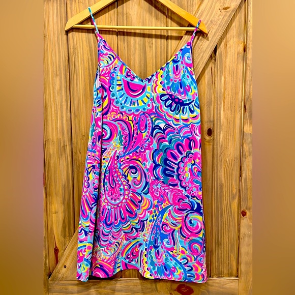 NWOT Lilly Pulitzer Psychedelic Sunshine Dusk Lela Silk Dress Small 100% Silk - Picture 3 of 8